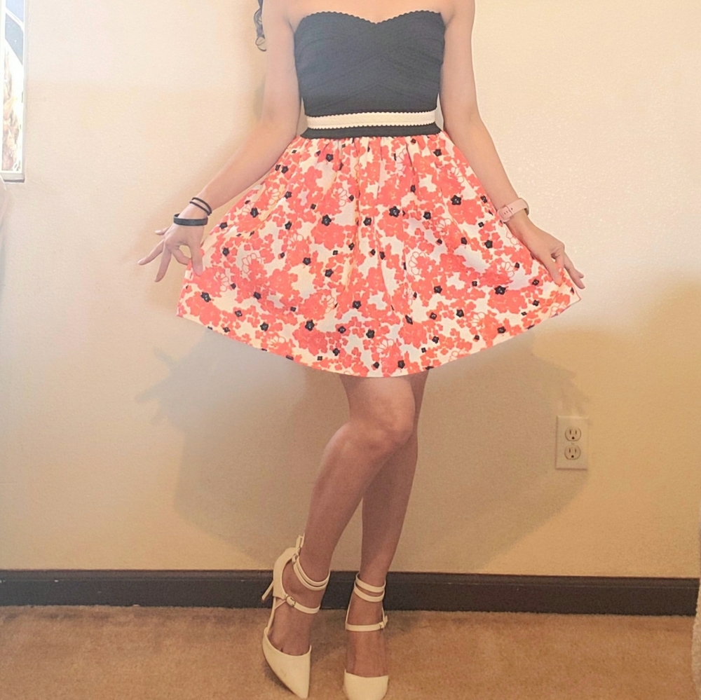 Strapless floral dress